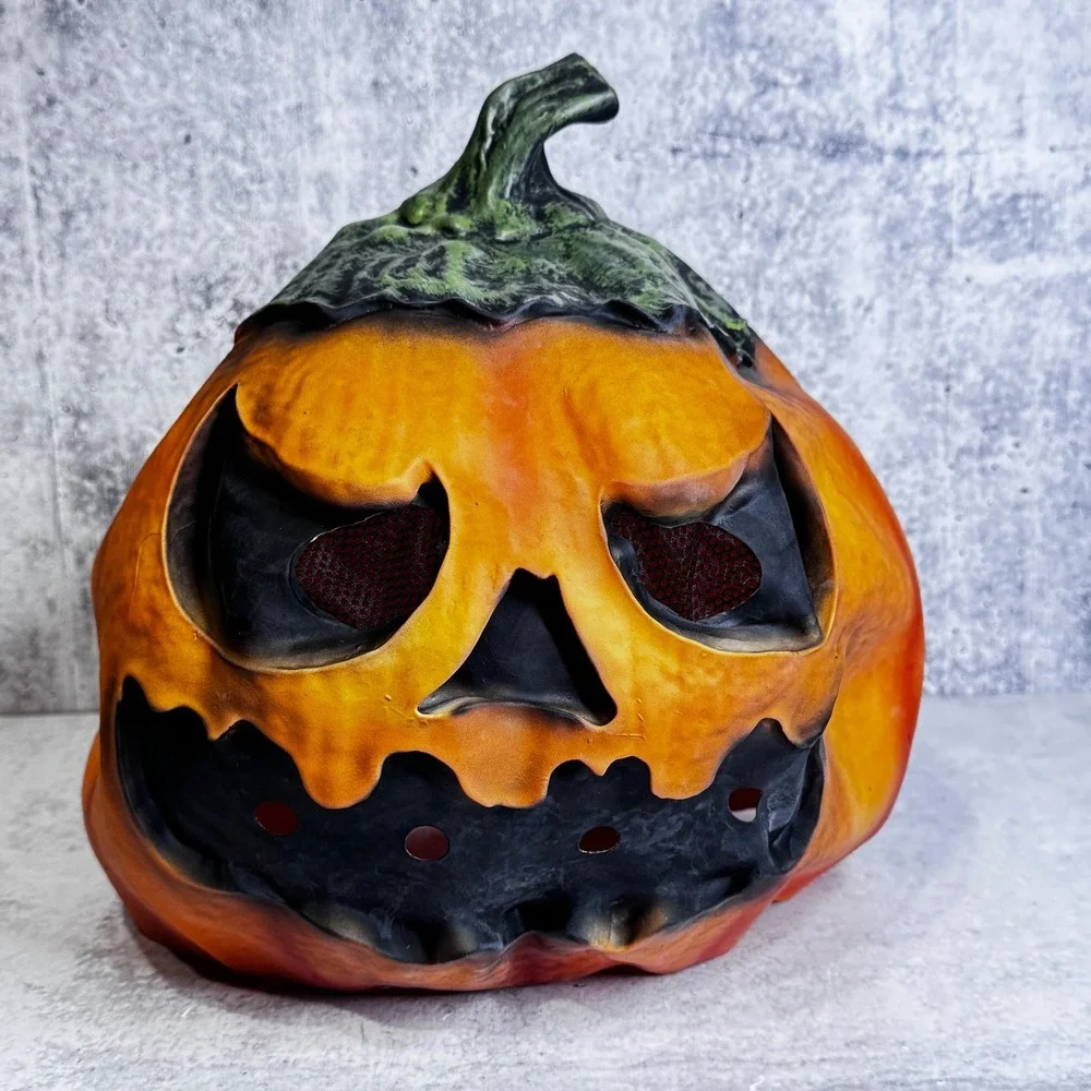 Evil Jack O Lantern Halloween Mask Latex Scary Pumpkin Head Horror Costume
